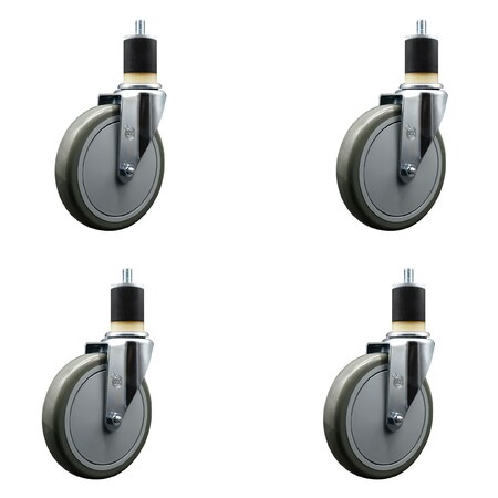 Service Caster 6'' Gray Poly Wheel Swivel 1-7/8'' Expanding Stem Caster Set, 4PK SCC-EX20S614-PPUB-178-4